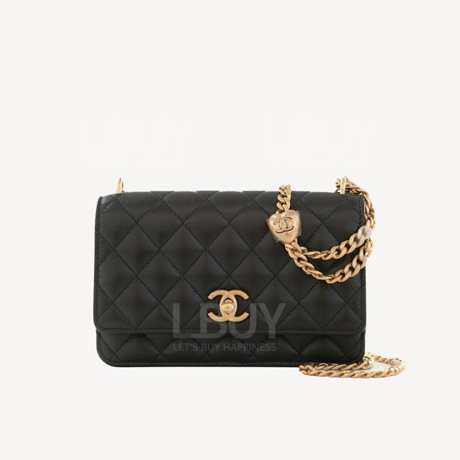 Chanel 心心調節扣鏈帶CC Logo 黑色WOC鏈帶包 AP3201