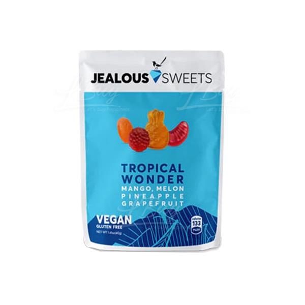 Jealous Sweets 纯素天然果汁热带水果软糖 (芒果+蜜瓜+ 菠萝+西柚) 40克