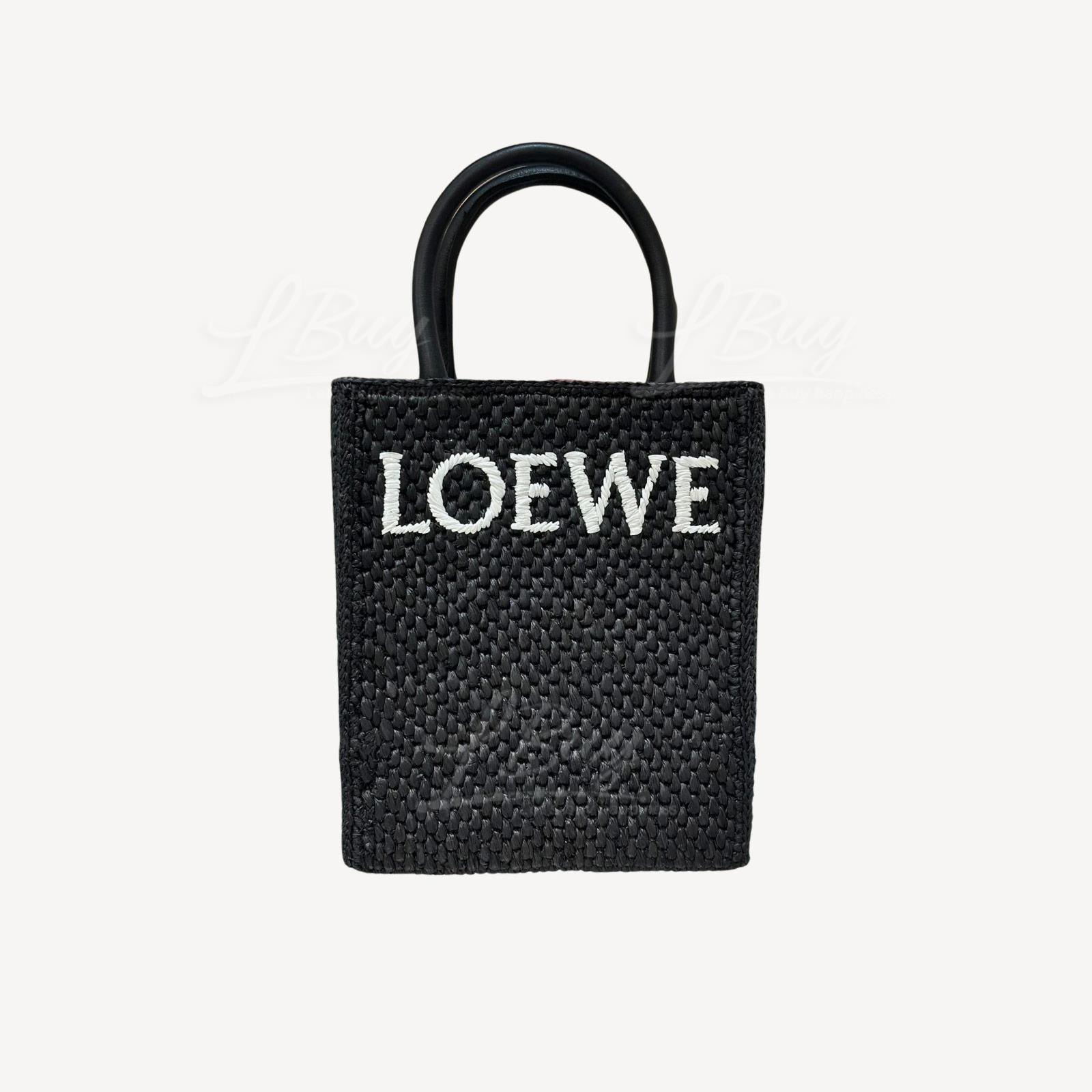 LOEWE A5 logo-print raffia tote bag