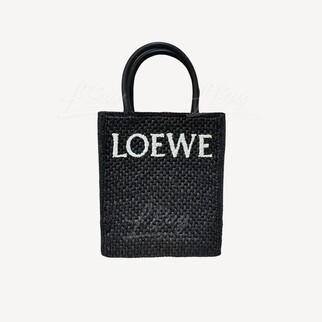 LOEWE A5 logo-print raffia tote bag