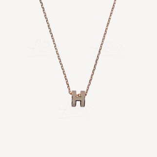 Hermes Mini Pop H Necklace 项链 奶茶灰配玫瑰金色