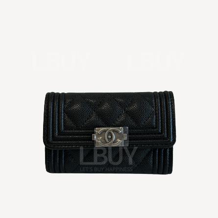 Chanel Boy Flap Card Holder Black Colour
