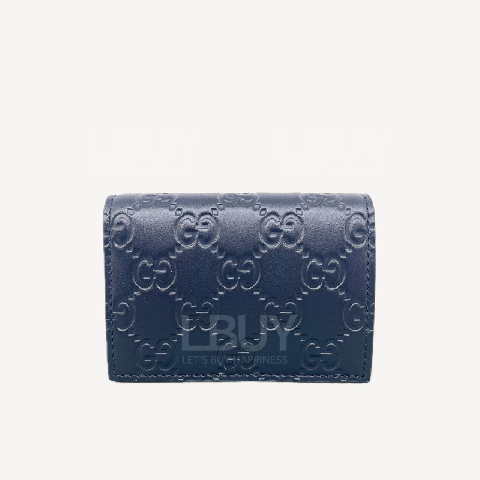 Gucci GG Logo 壓印皮革銀包 深藍色 779844