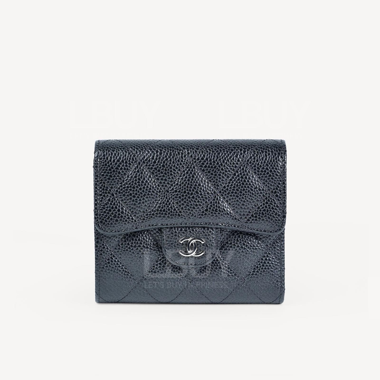 Chanel Classic Small Flap Wallet Black with Silver Tone Metal AP0231