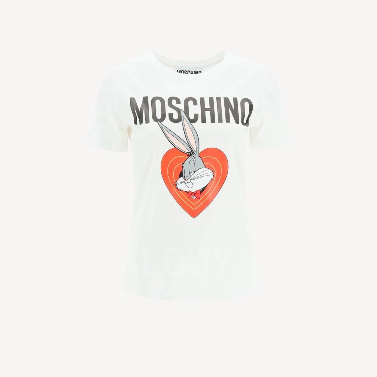 Moschino Couture 紅心賓尼兔 有機棉短袖T恤 白色