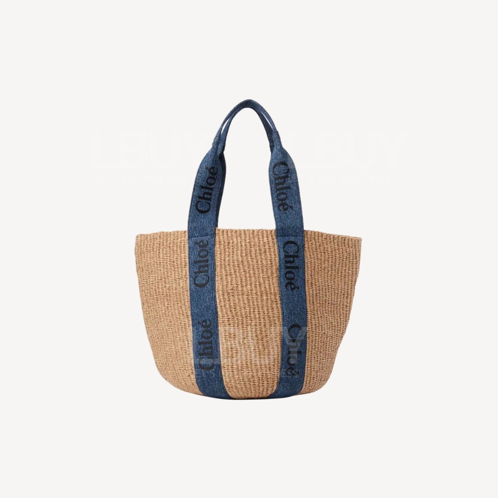 Chloe Large Woody Basket 手挽袋 牛仔藍色米色