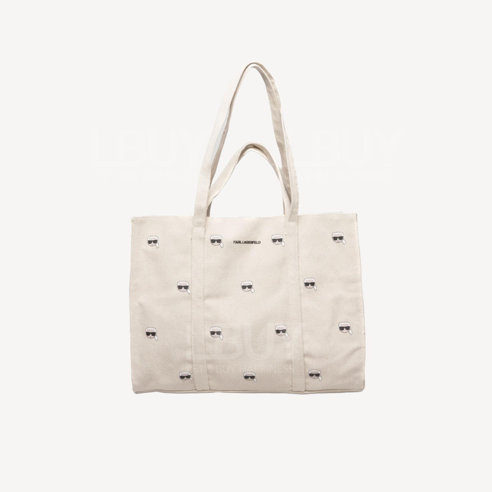 Karl Lagerfeld K/Ikonik Karl Canvas Tote Bag Beige