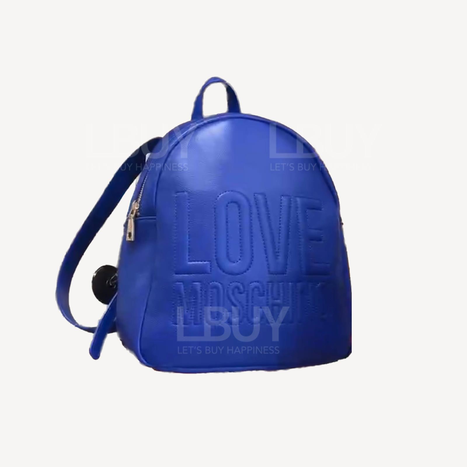 Love Moschino 电光蓝色Logo背囊背包书包