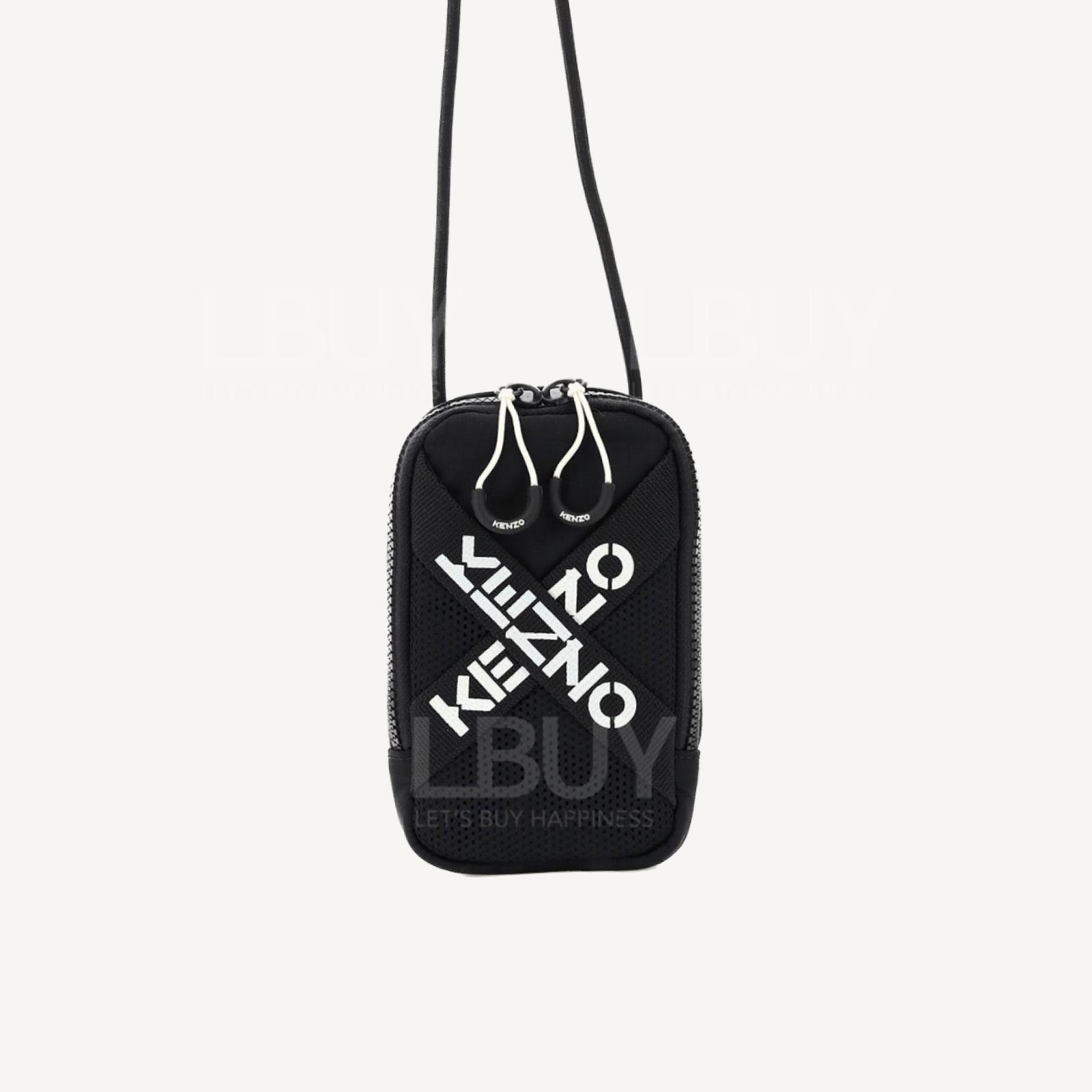Kenzo 黑色并白色Logo字尼龙质地手机包