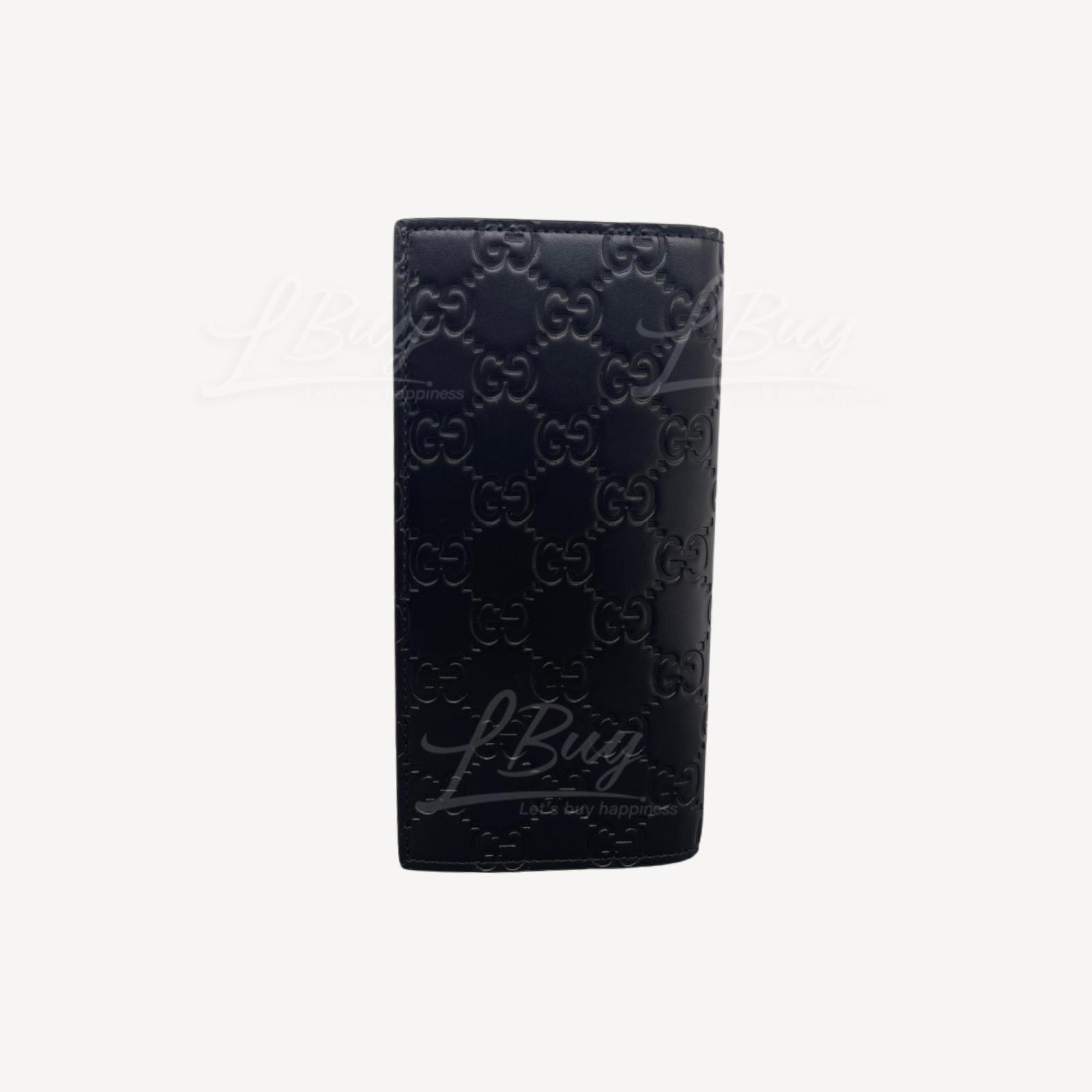Gucci GG Logo 压印皮革长银包 黑色 779828
