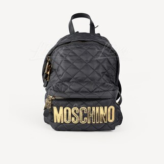 Moschino Gold Logo Black Medium Backpack