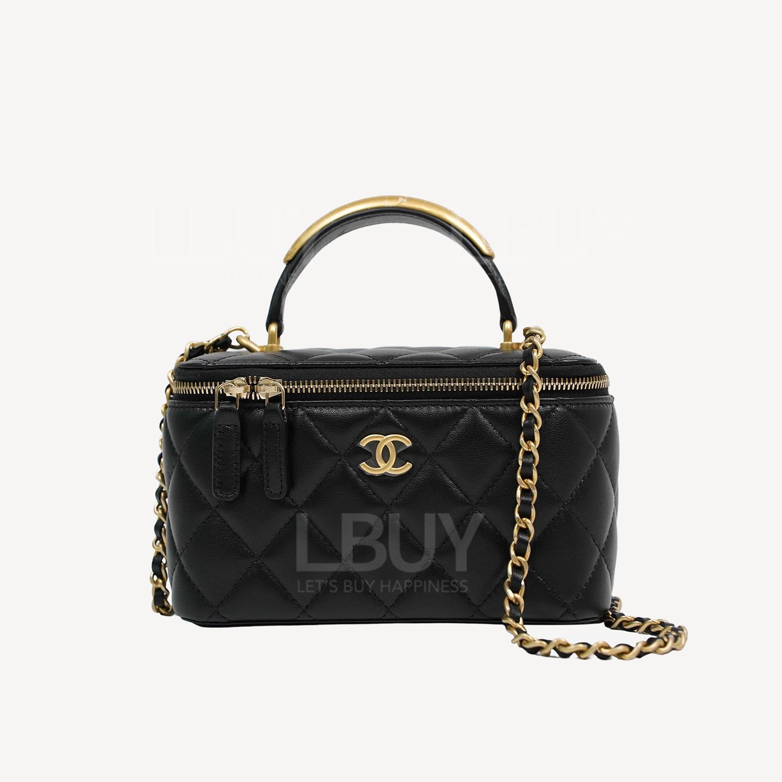Chanel Vanity Case 鏡子盒底CC Logo金屬手挽鏈帶長型化妝盒子 AP2199
