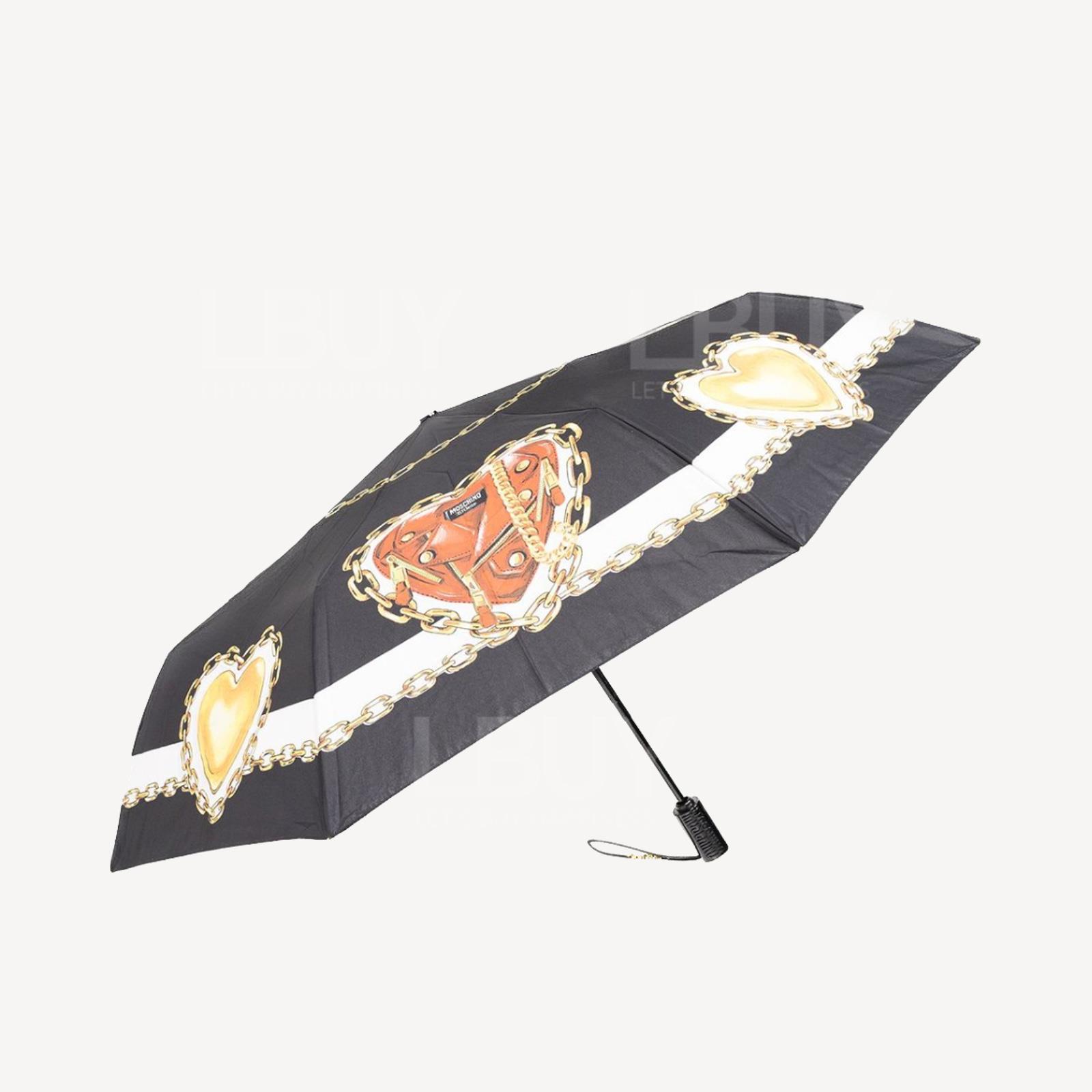 Moschino 黑色心心服裝圖案自動雨傘