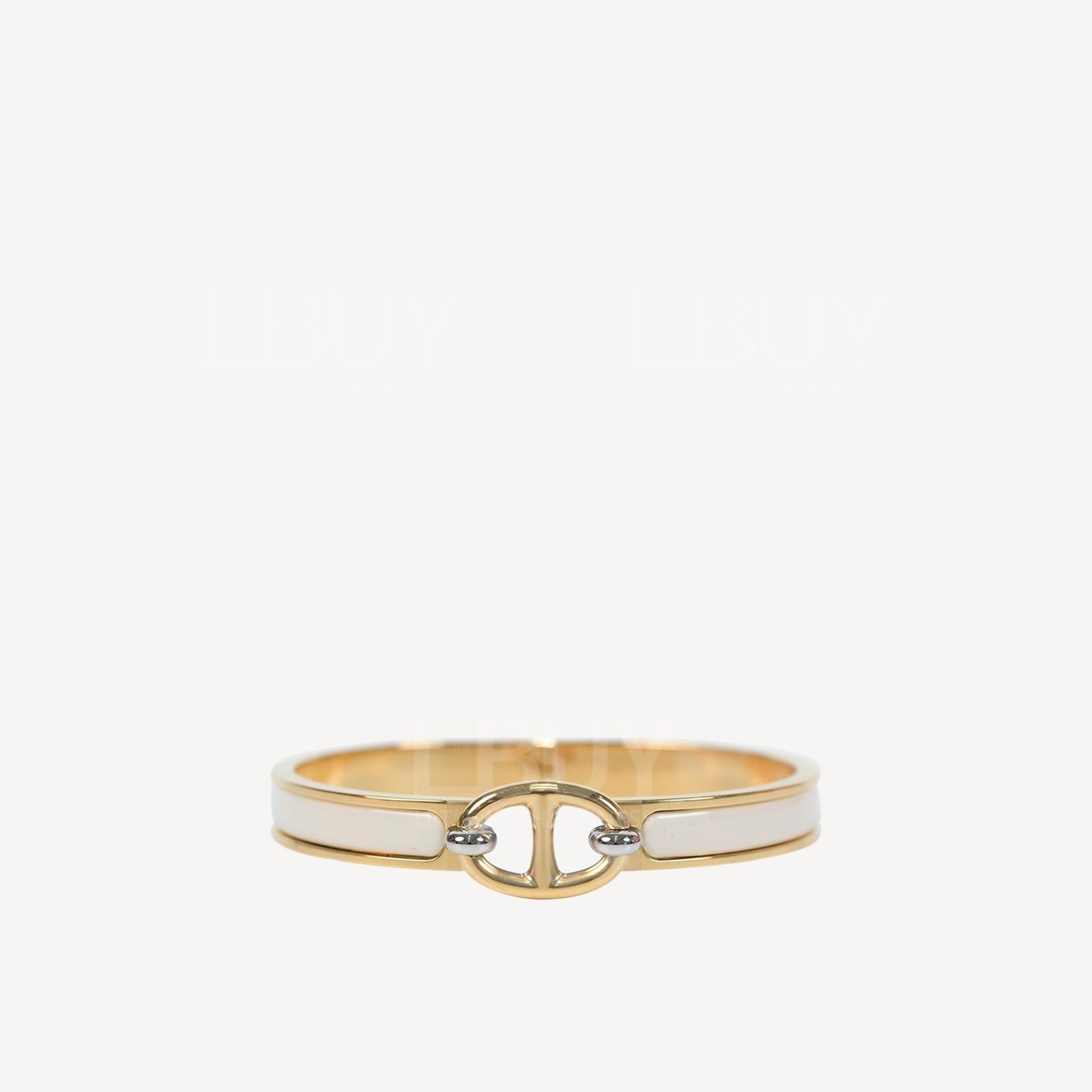 Hermes Mini Clic Chaine d'Ancre bracelet Creme with Gold