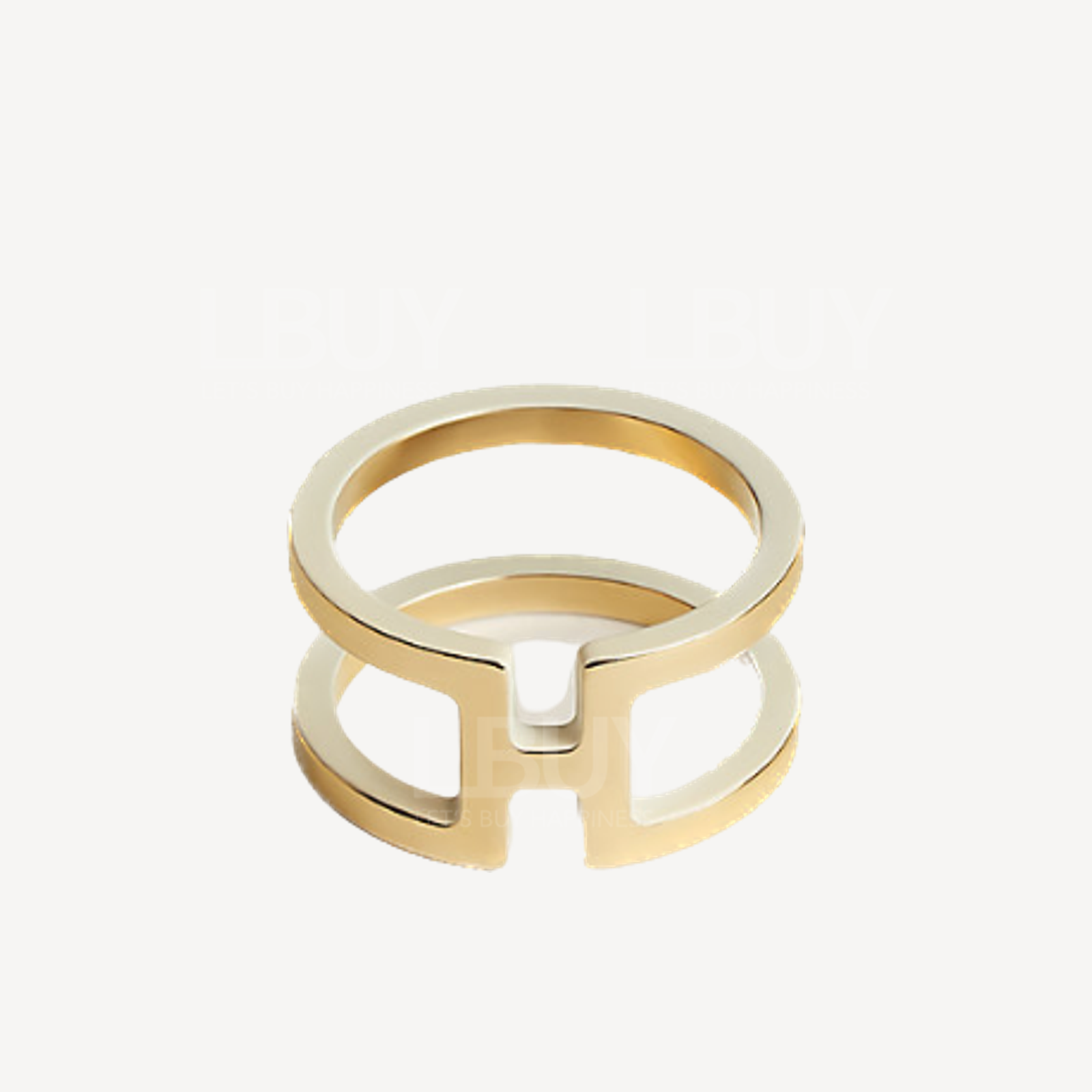 Hermes H en Rond Scarf 90 Ring Permabrass Ivoire