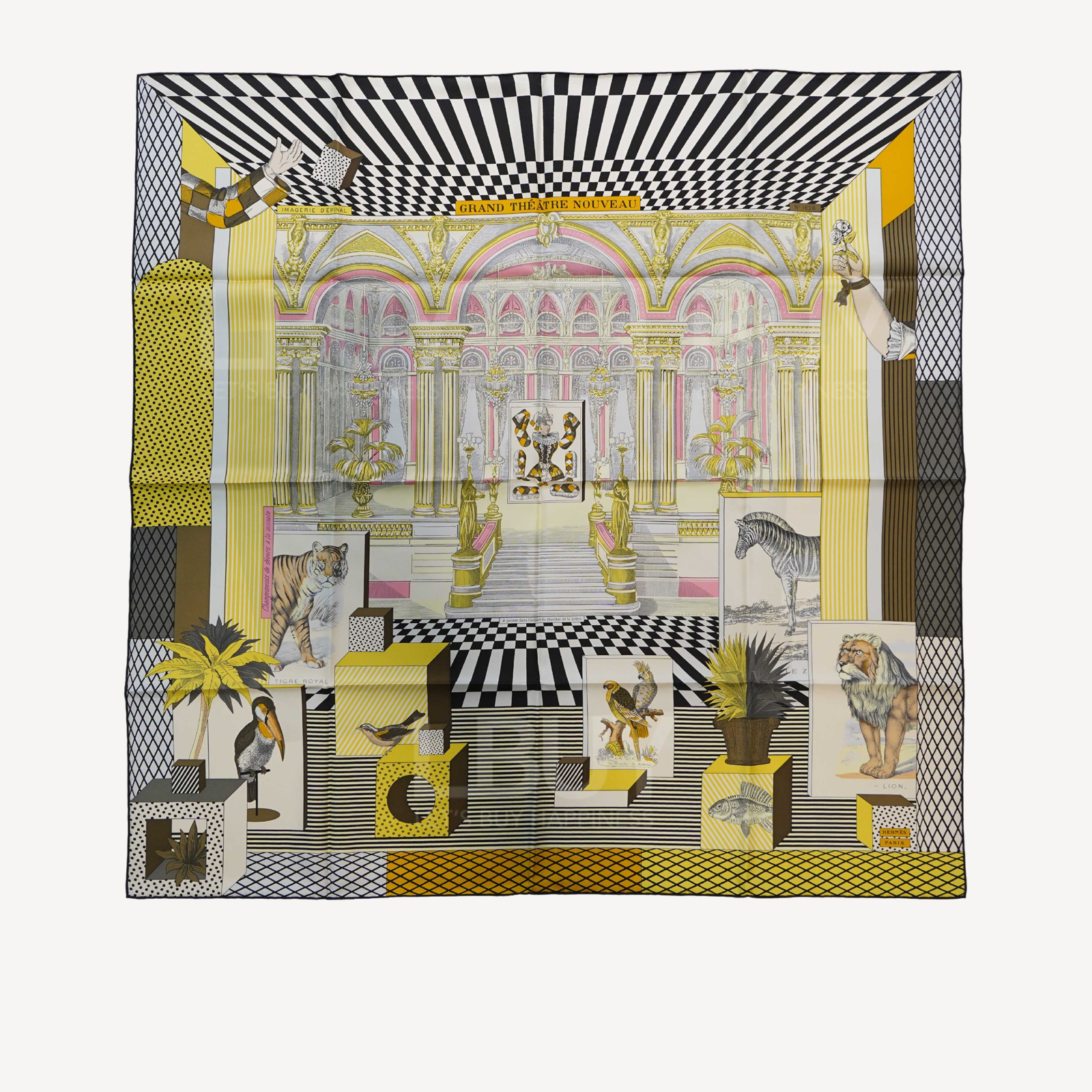 Hermes Grand Theatre Nouveau 90 絲巾 大劇院 黑色 復古金 併色