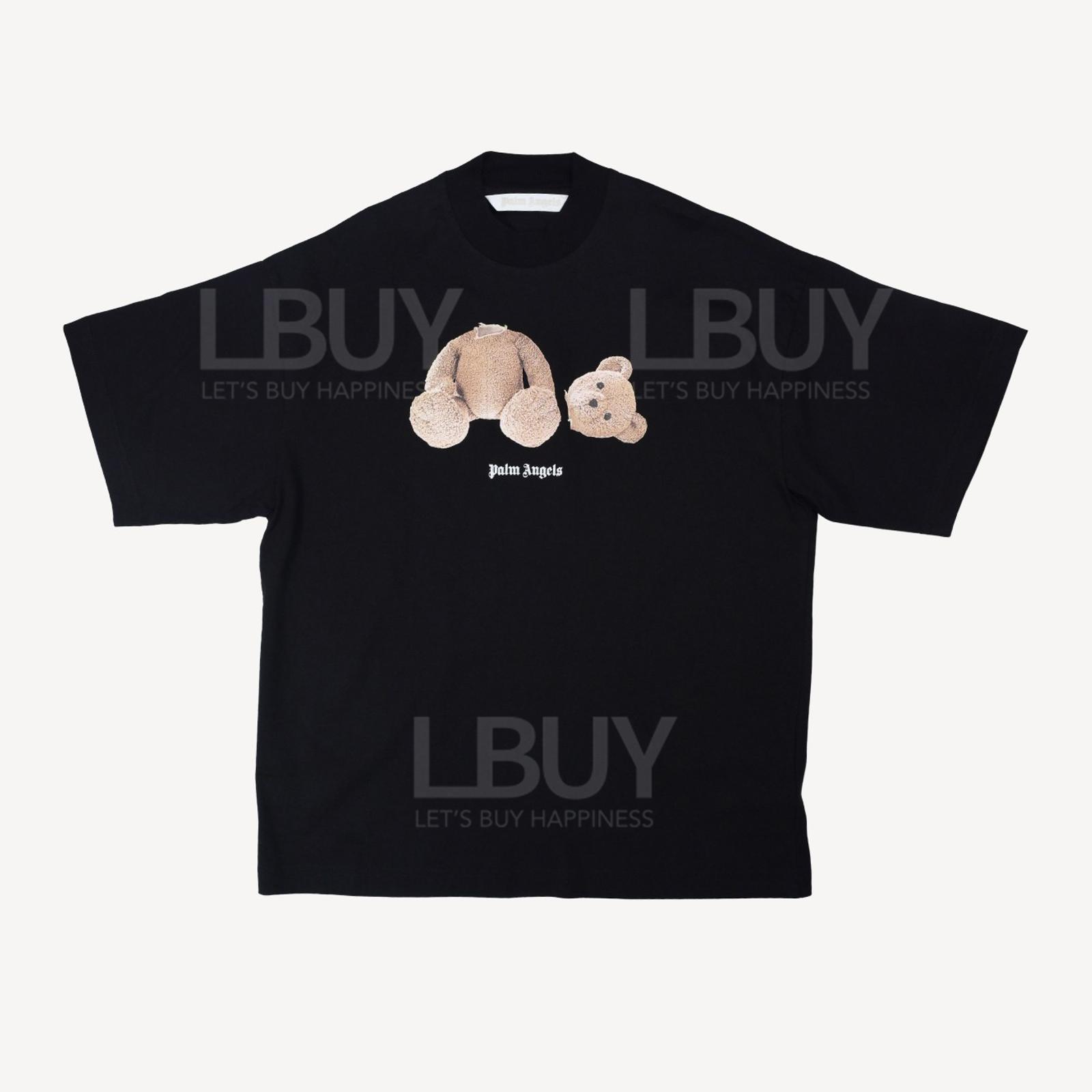 Palm Angels Sprayed Bear 噴墨斷頭熊棉質寬鬆版短袖T恤 黑色