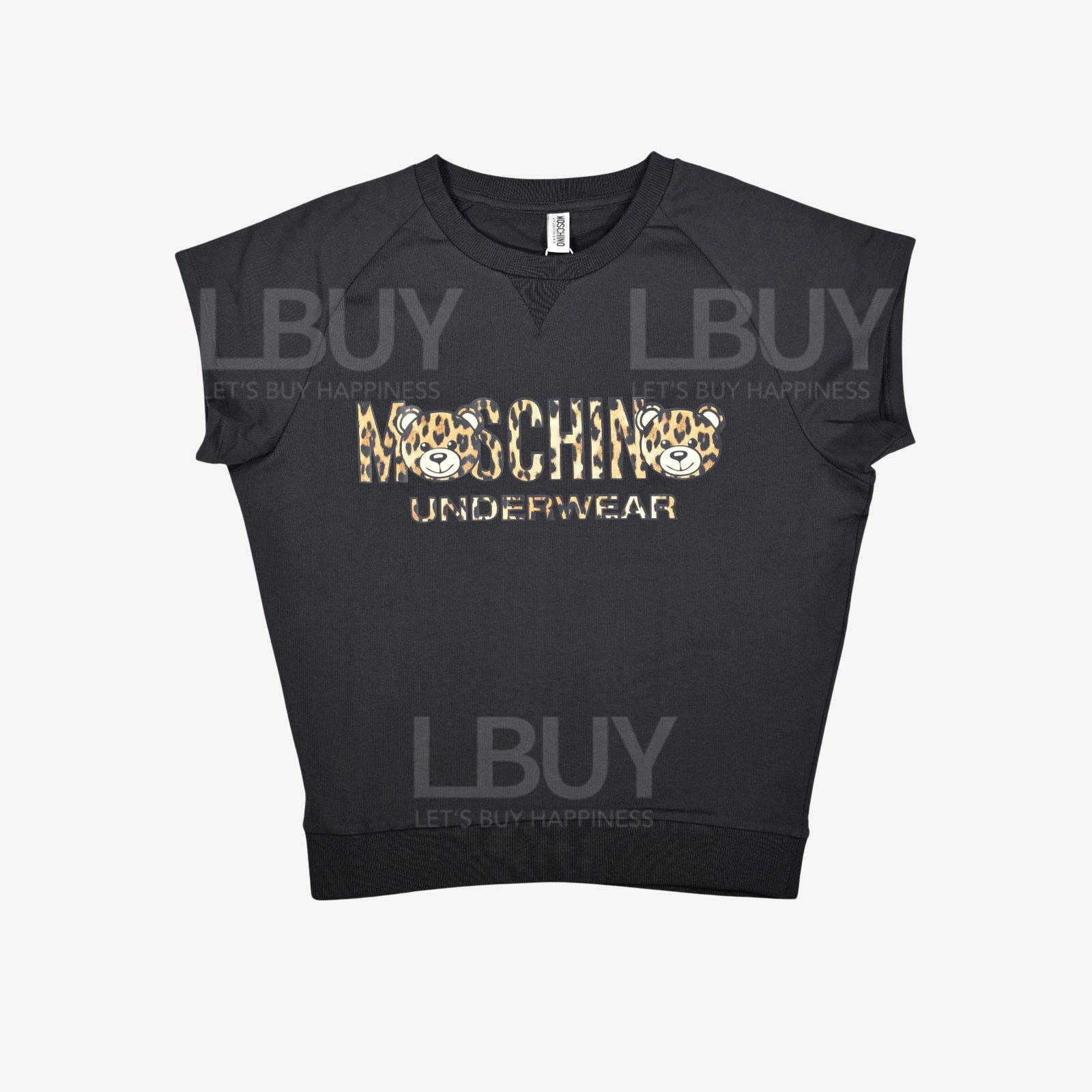 Moschino Underwear 豹紋Logo 短袖衛衣 黑色