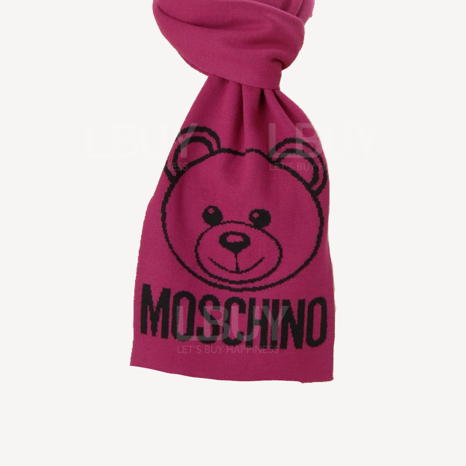 Moschino 桃红色底黑熊围巾30752-M2785-016