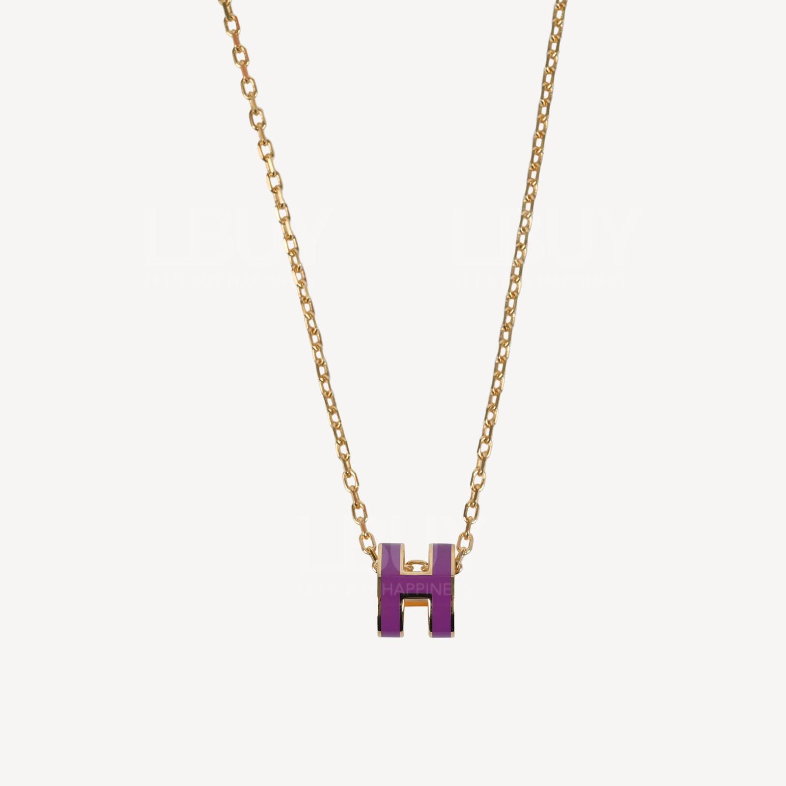 Hermes Mini Pop H Necklace 項鍊 海葵紫配金色
