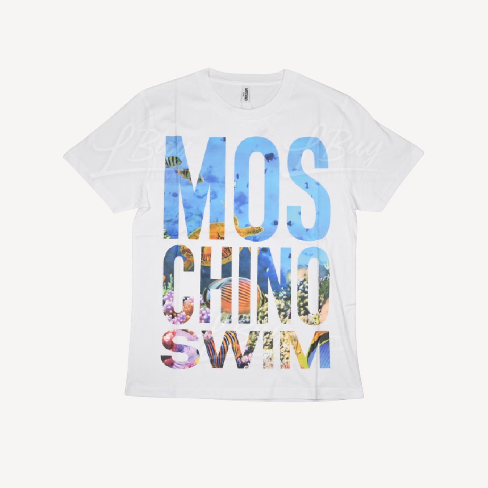 Moschino Swim 蓝色海洋Logo 短袖T恤 白色