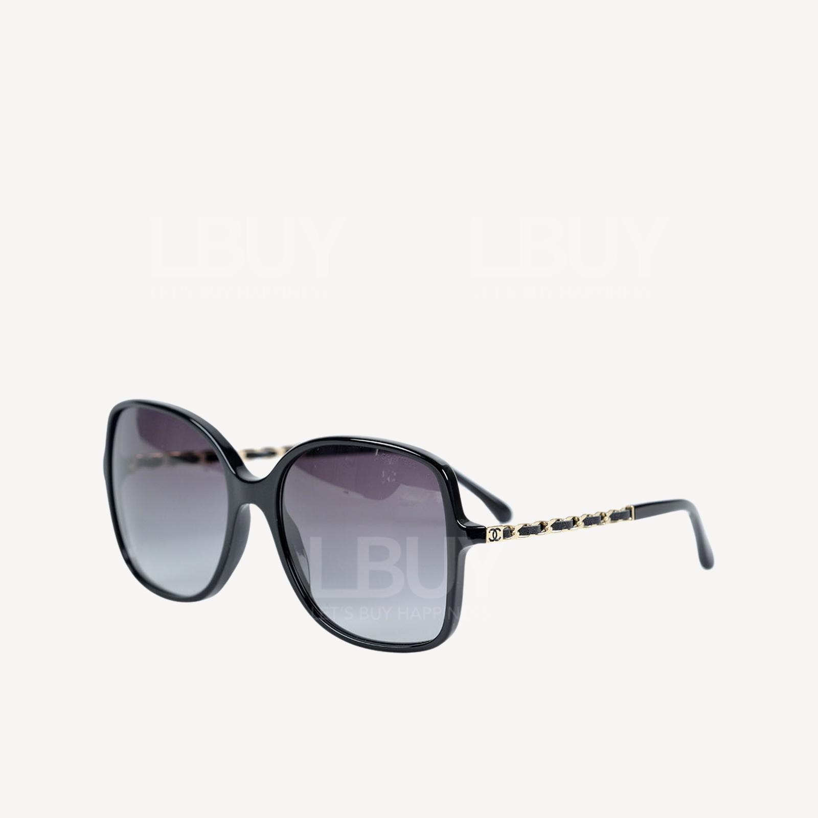 Chanel 永恆經典皮穿鏈帶方形太陽眼鏡