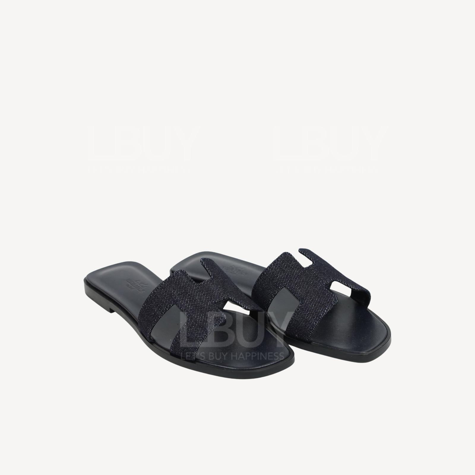 Hermes Oran Sandal Denim Dark Blue