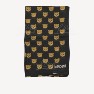 Moschino Teddy Bear Pattern Navy Blue Scarf