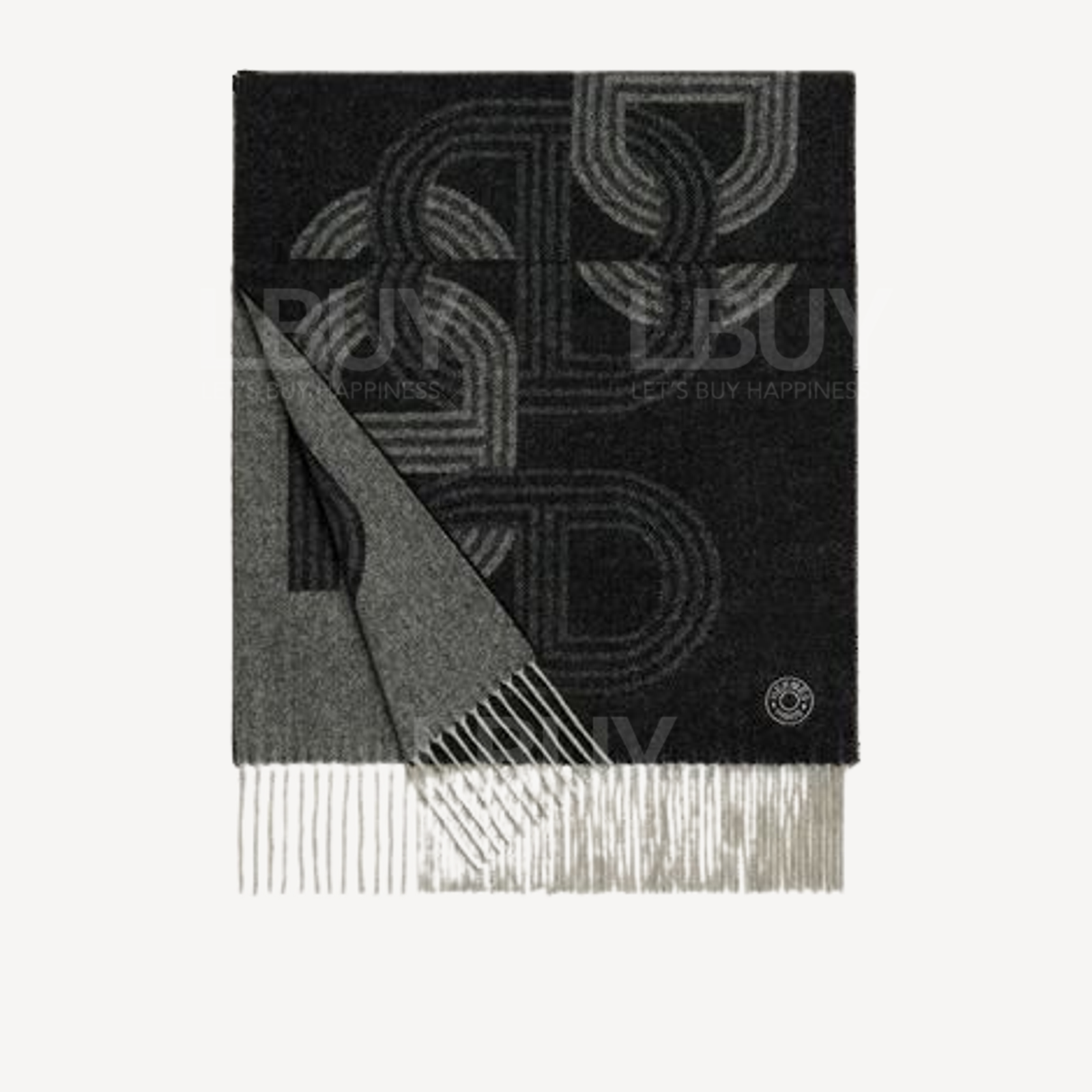 Hermes Circuit 24 Faubourg muffler 黑色併法蘭絨灰色 全羊絨圍巾頸巾