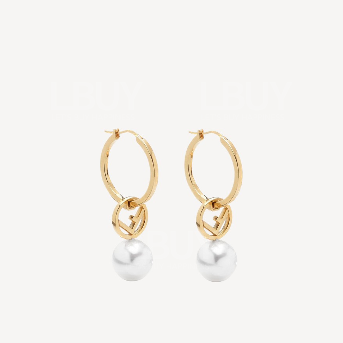 Fendi F Is Fendi 金色併珍珠耳環 8AH439A44DF0A47