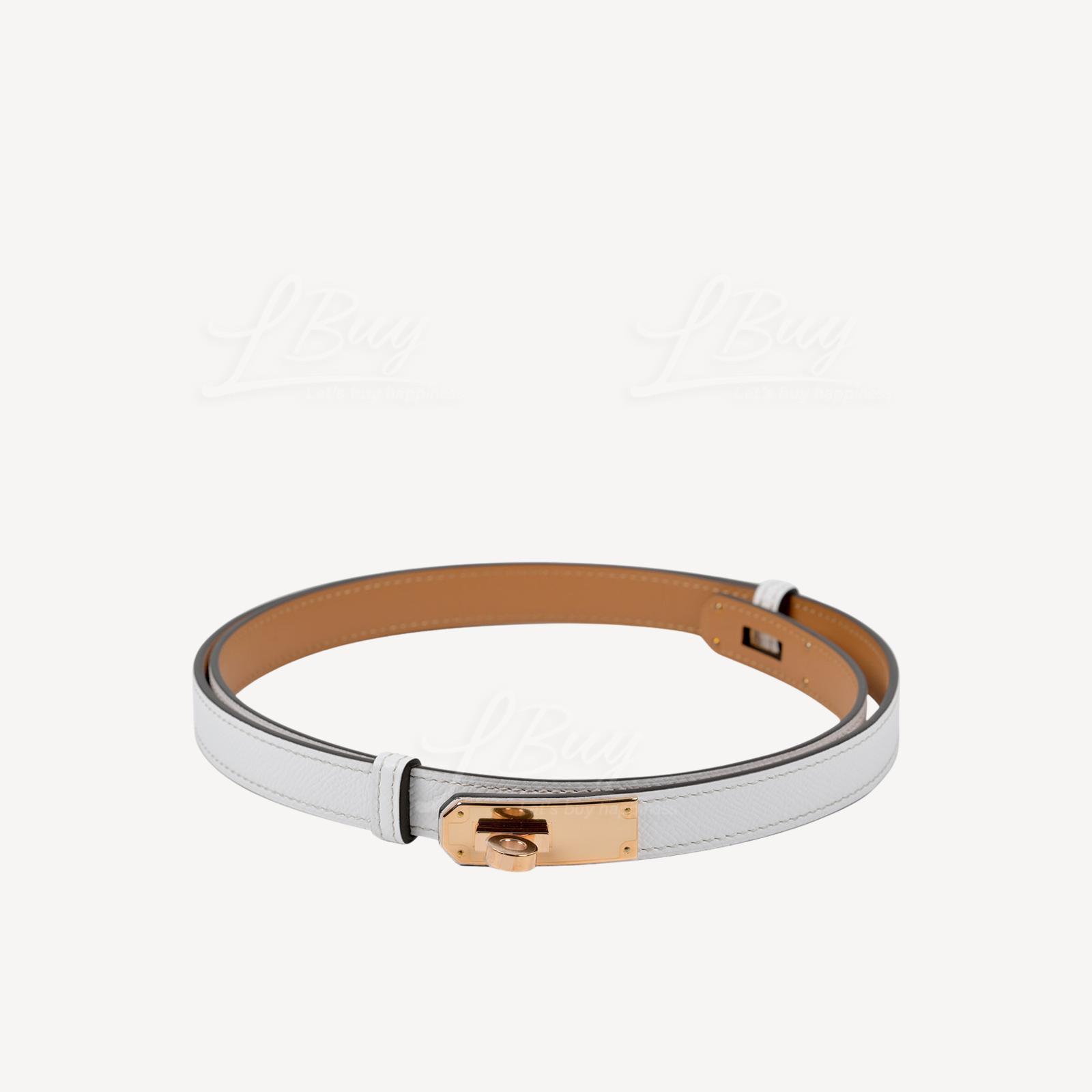 Hermes Kelly 18 Belt Blanc Rose Gold