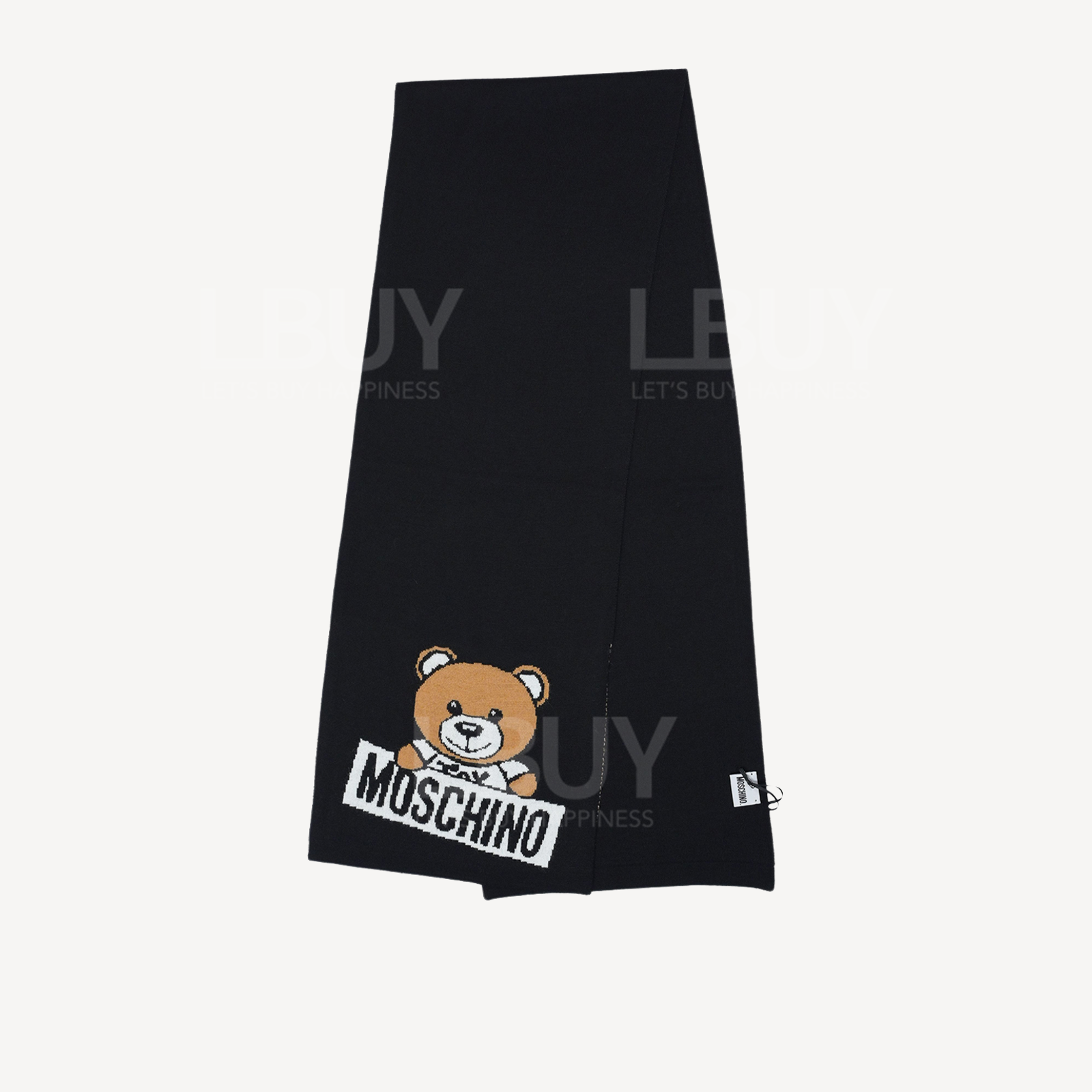 Moschino Teddy Bear Big Logo Black Scarf