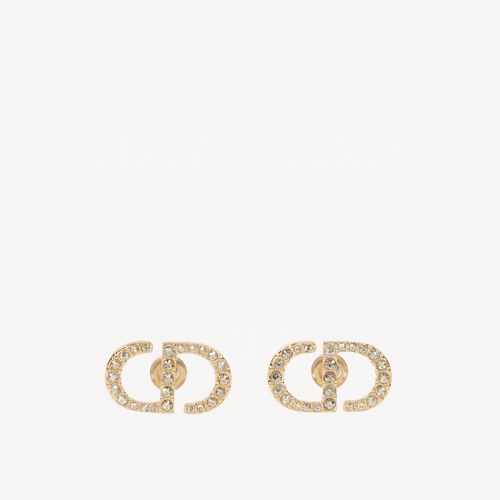 Dior Petit CD Crystals Stud Gold Earrings E1742