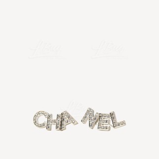 Chanel Gold Crystal Logo Earrings AB4766