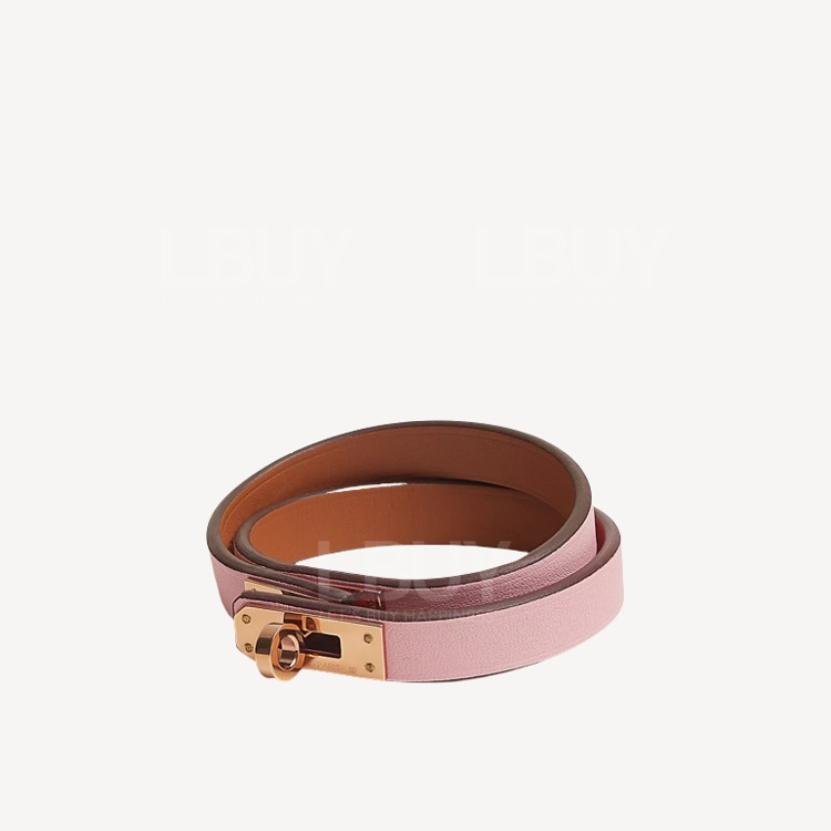 Mini Kelly Double Tour bracelet Rose Sakura with Rose Gold