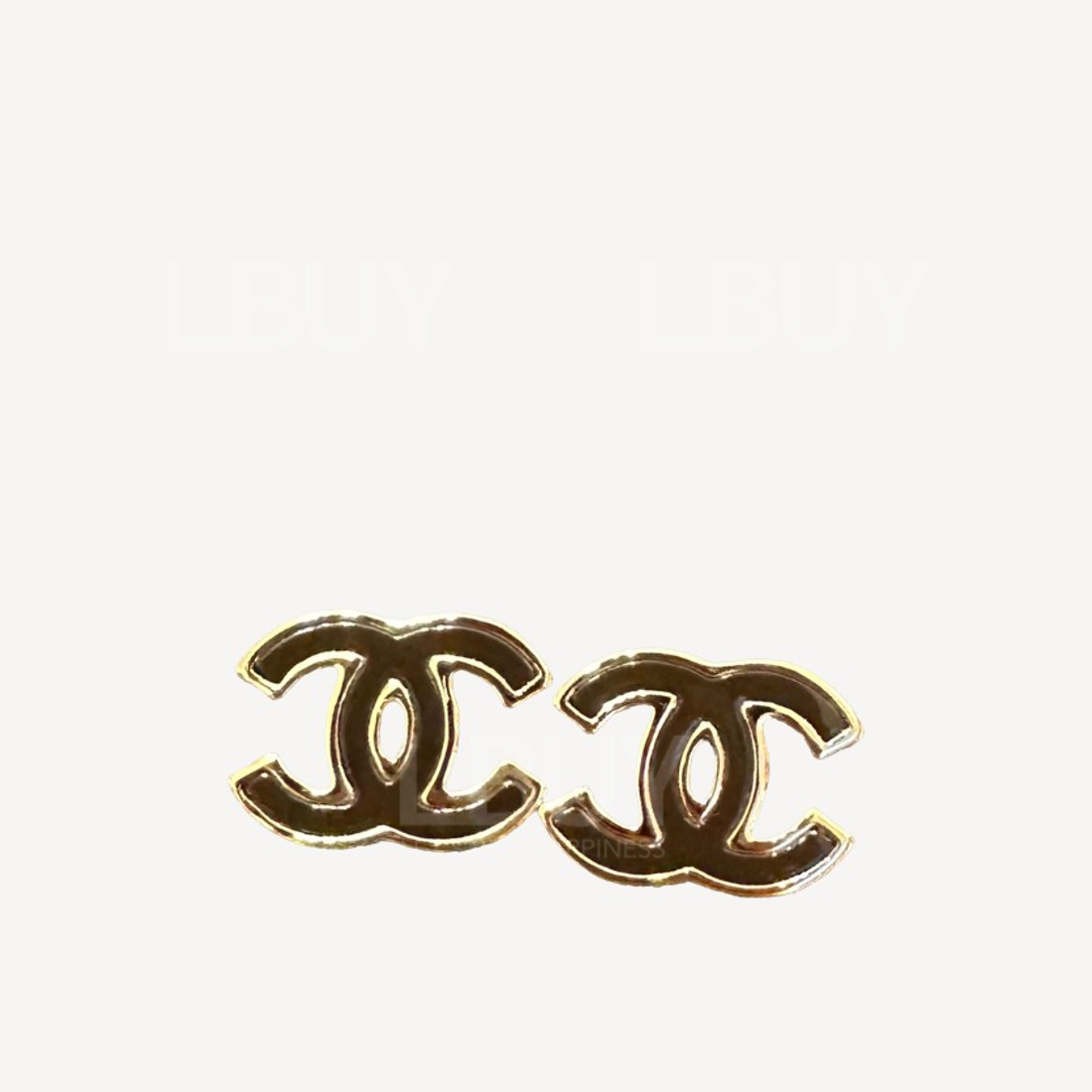 Chanel 心啡色拼金色边CC Logo Earrings ABB072B
