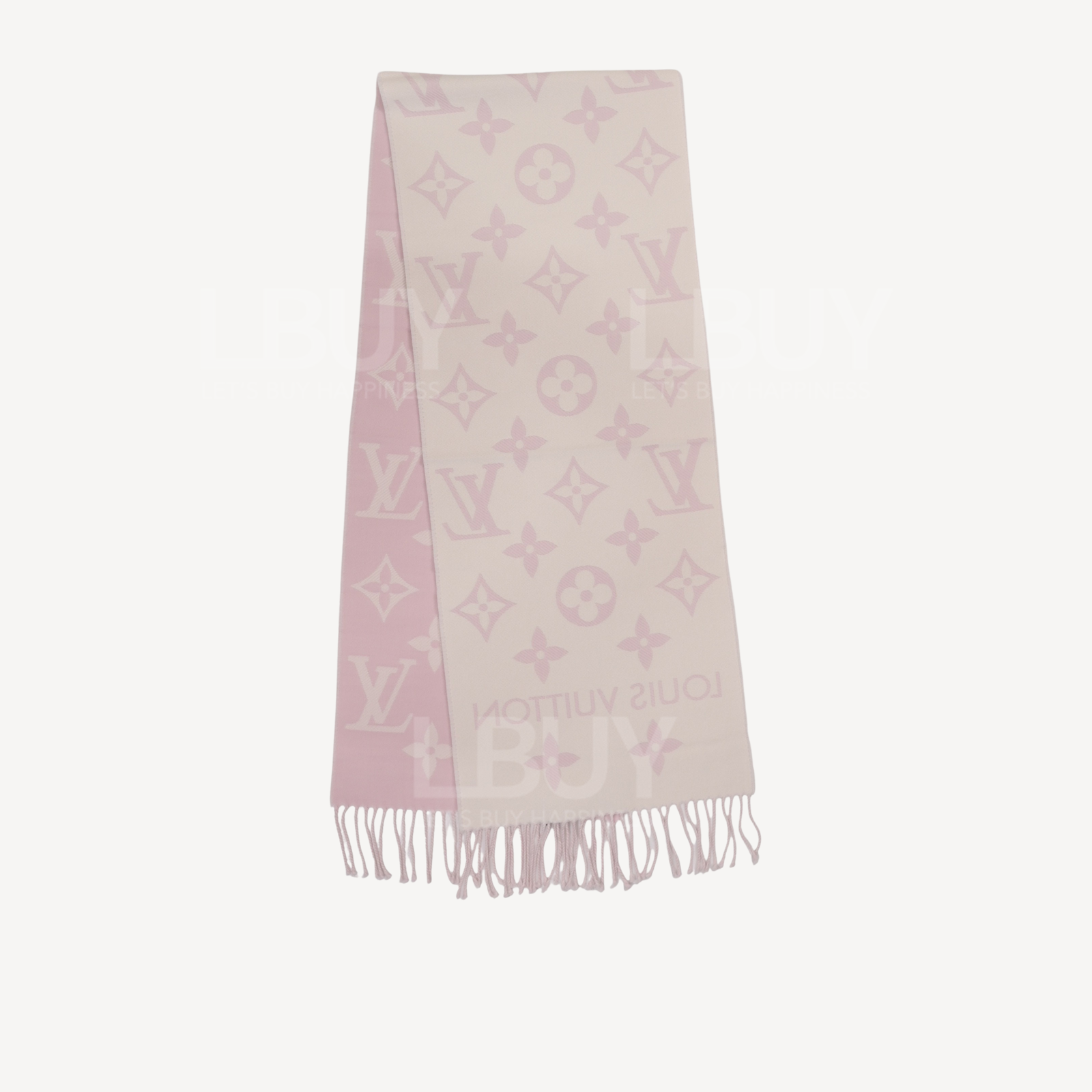 LV ESSENTIAL Monogram 全羊毛圍巾 粉紅色