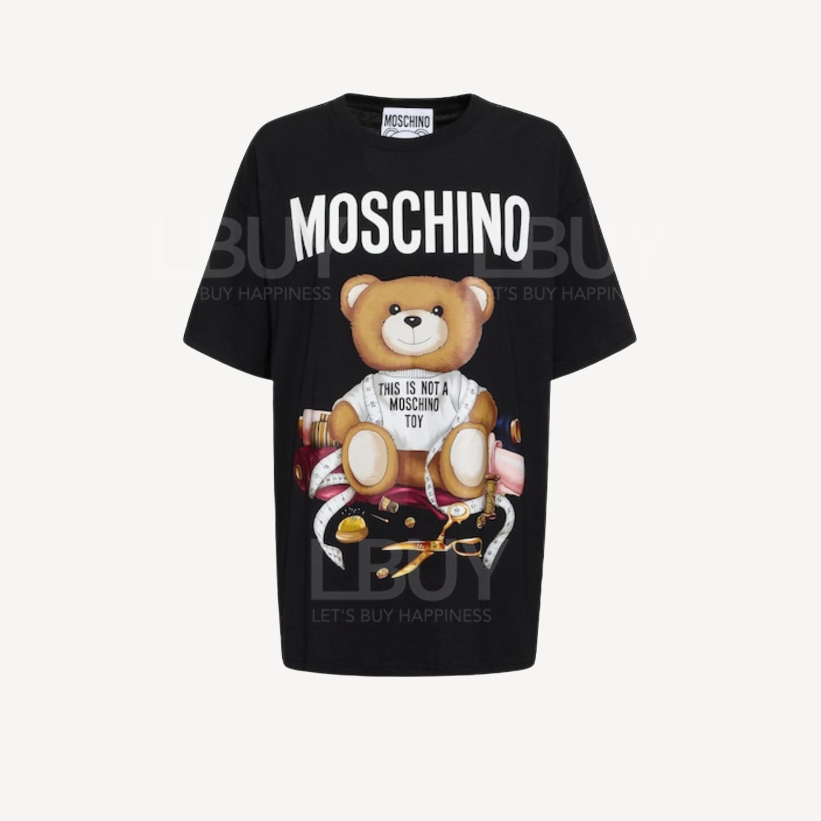 Moschino 裁縫小熊黑色短袖Tee