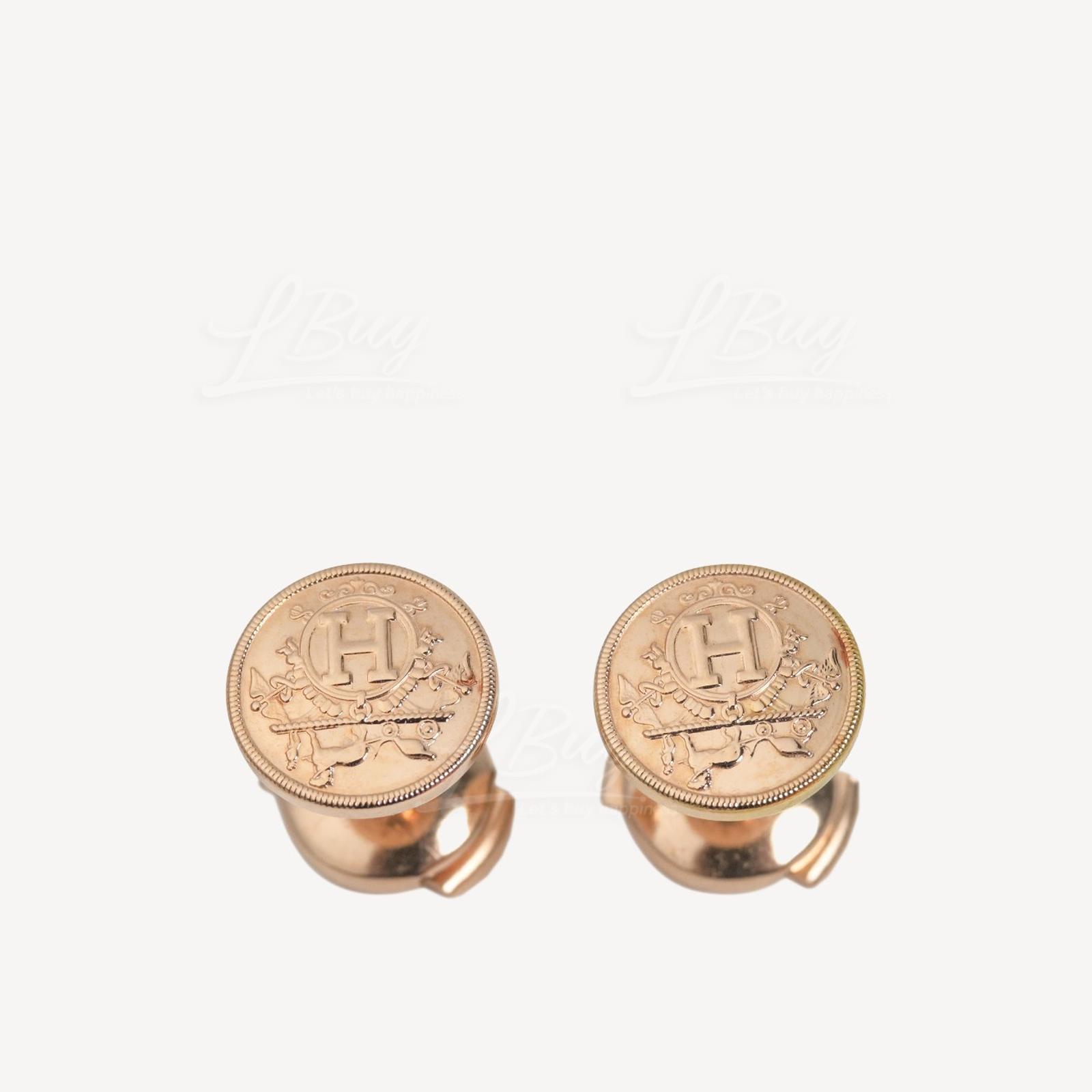 Hermes Ex-Libris Earrings 18K 750, 1000 玫瑰金耳环