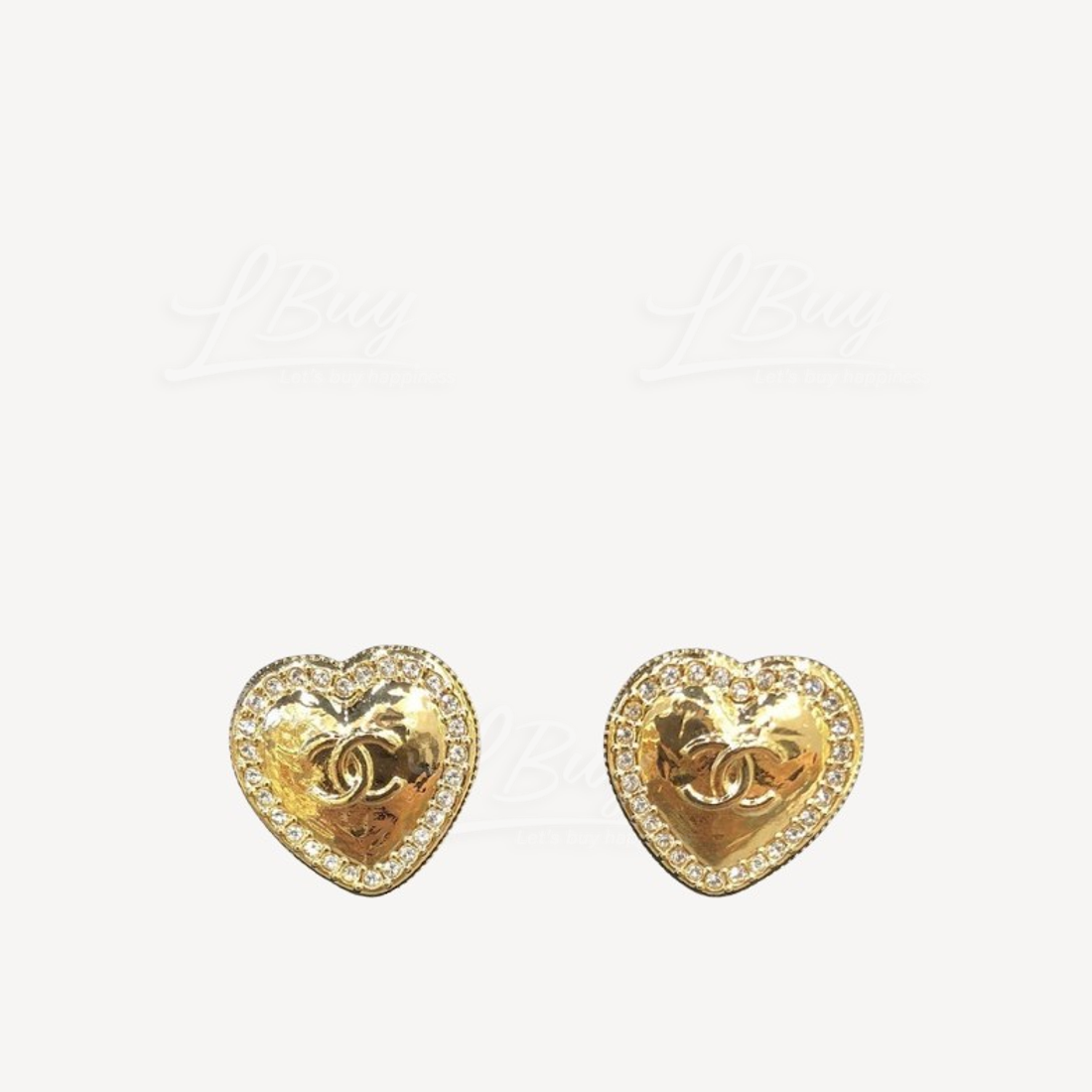 Chanel CC Logo Gold Heart Shaped Earrings ABD072