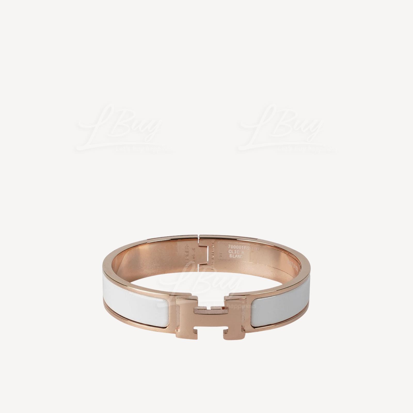 Hermes Clic H Bracelet White Rosegold rghw