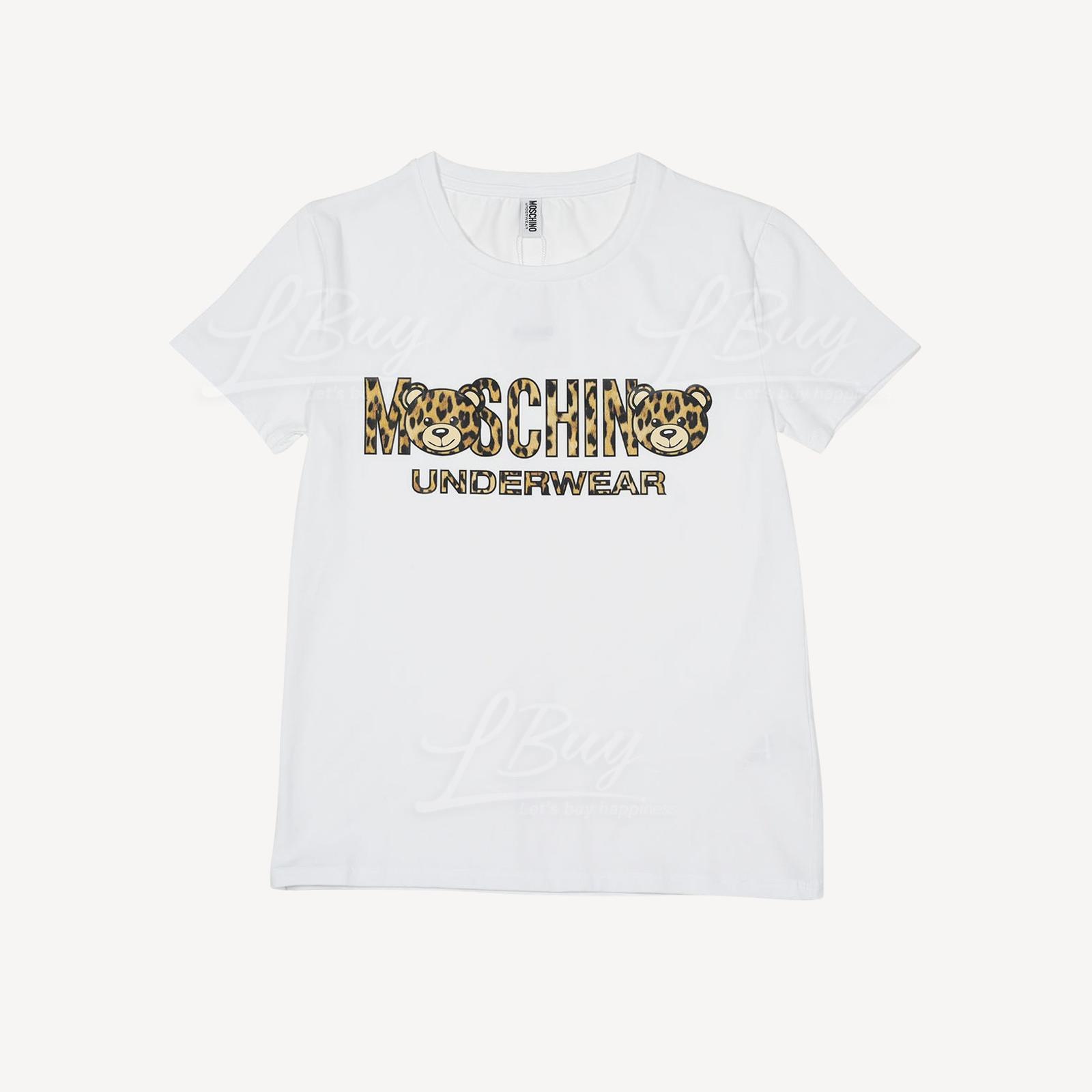 Moschino Underwear 豹纹Logo 泰迪熊短袖T恤 白色