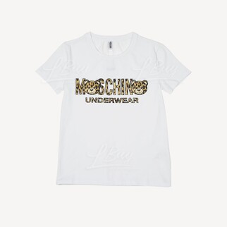 Moschino Underwear 豹纹Logo 泰迪熊短袖T恤 白色