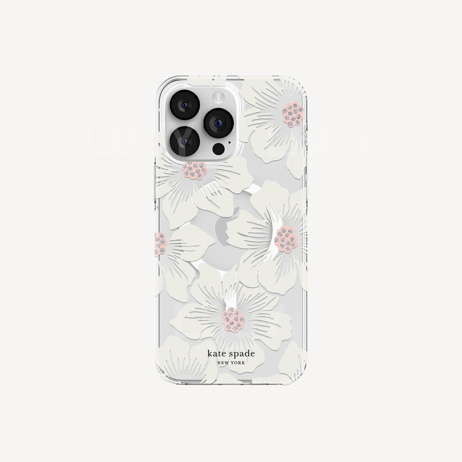 Kate Spade New York Protective Hardshell Case For MagSafe iPhone 14 Pro Max - Hollyhock Floral Clear