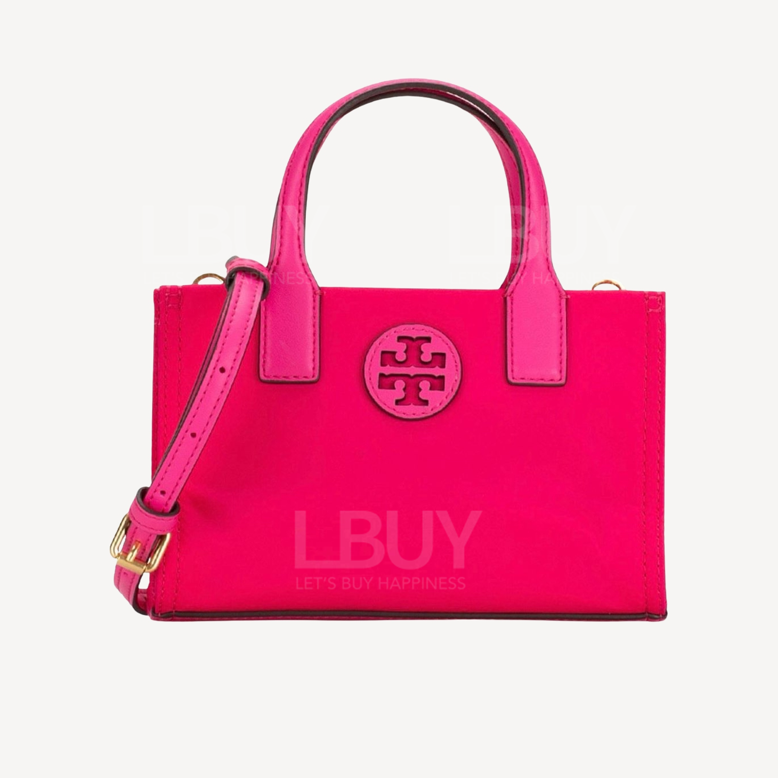 Tory Burch Ella nylon mini tote crossbody bag Bright Pink