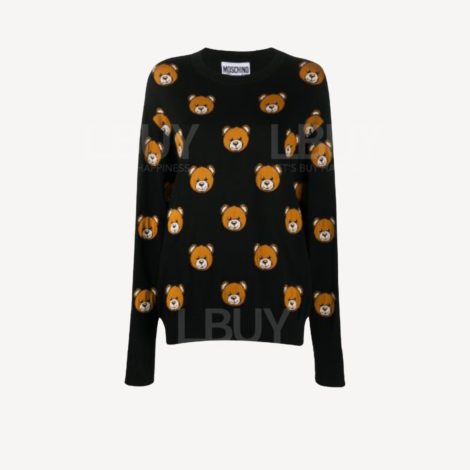 Moschino A0488黑色多熊頭長針織上衣
