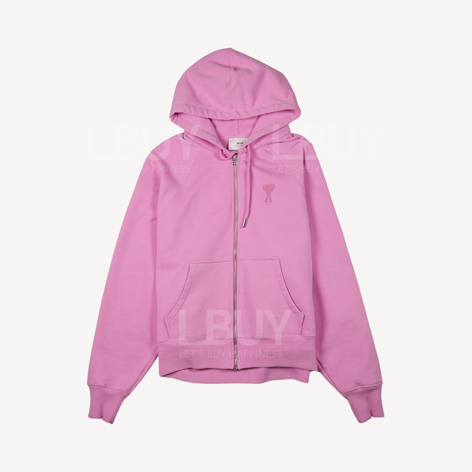 Ami Paris Candy Pink Embroidery Zipped Jacket