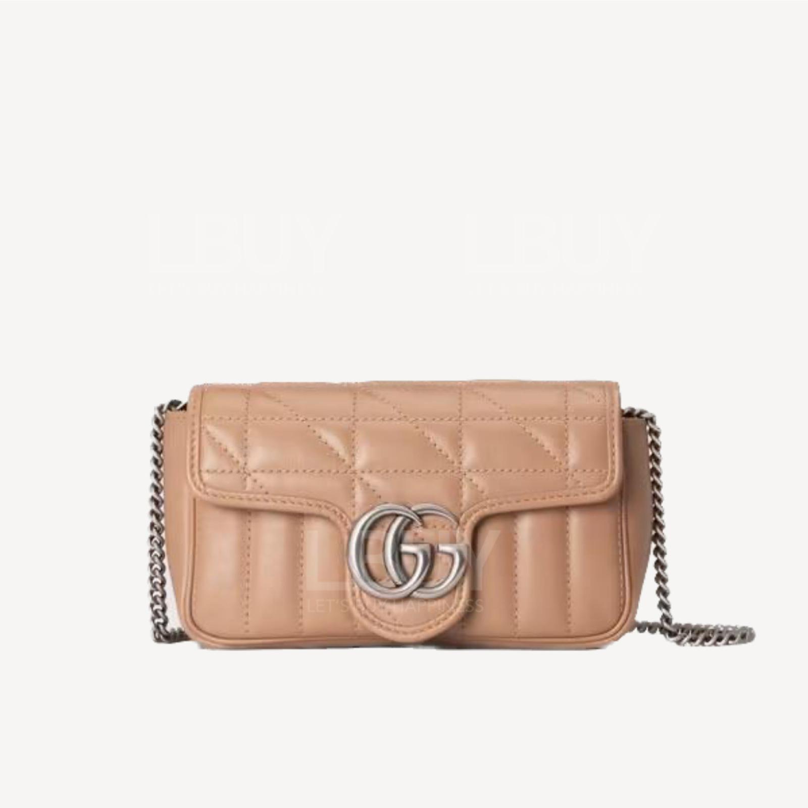 Gucci GG Marmont matelassé Leather Super Mini Bag Rose Beige 476433