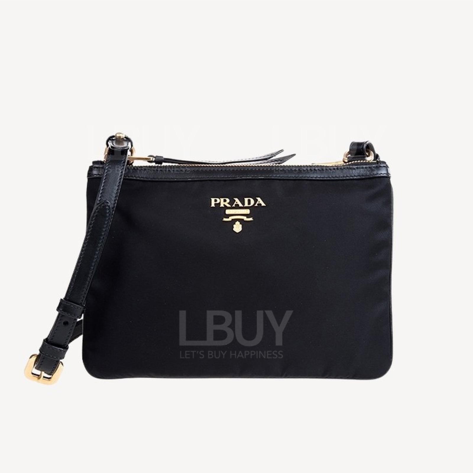 PRADA 經典Saffiano 雙層尼龍斜背包 黑色