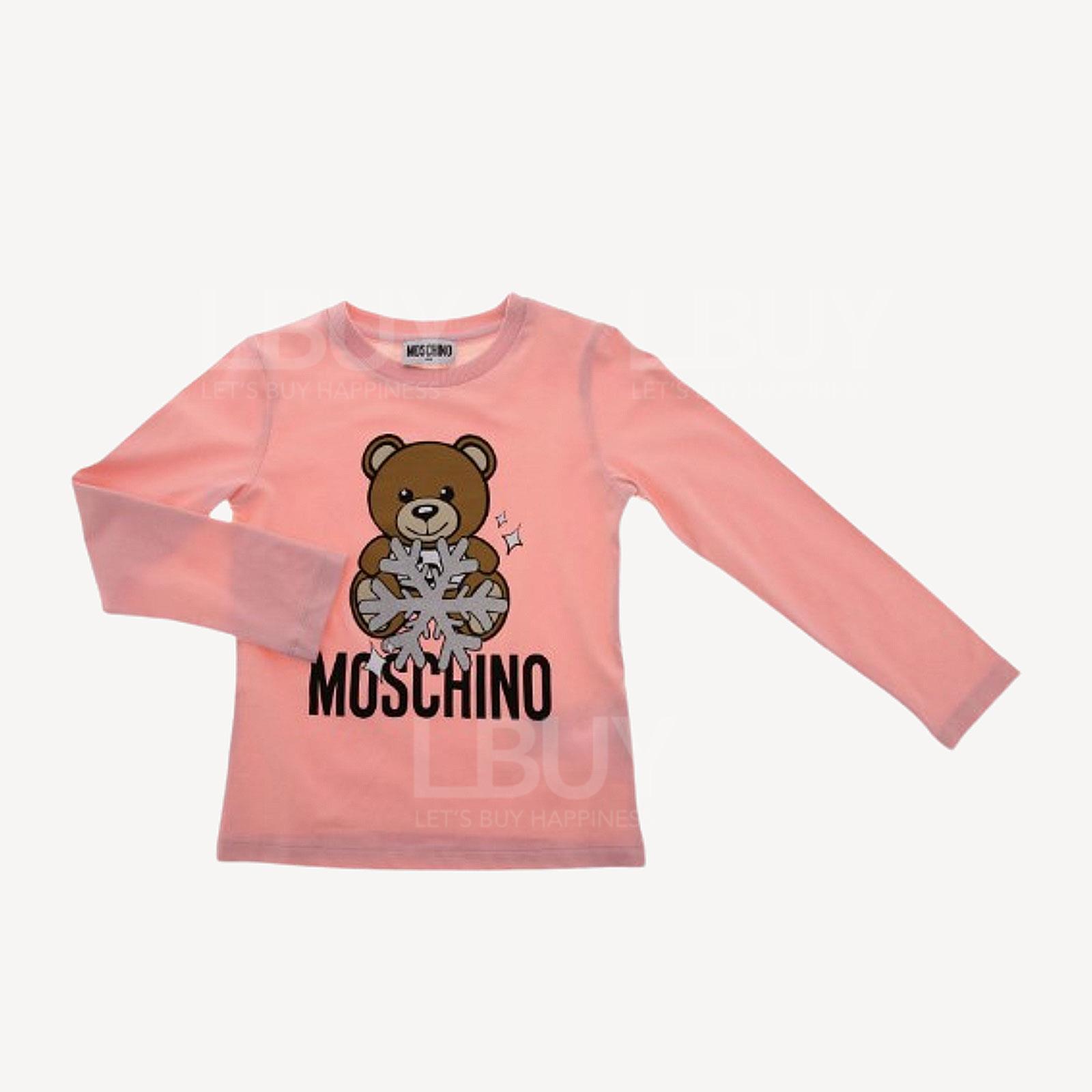 Moschino Kids 雪花泰迪熊 長袖T恤 粉紅色